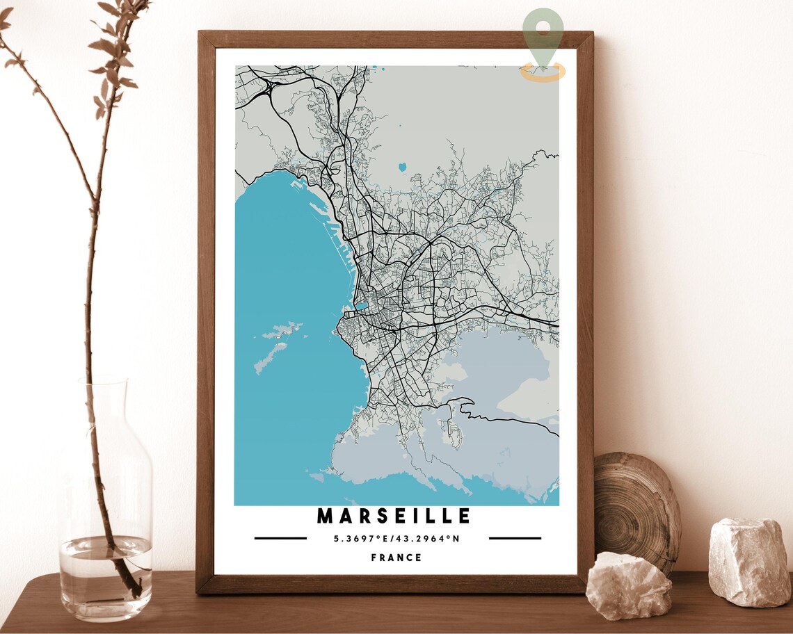 Marseille France City Street Map Modern Gold Art Print for French Coastal Decor - Image 4