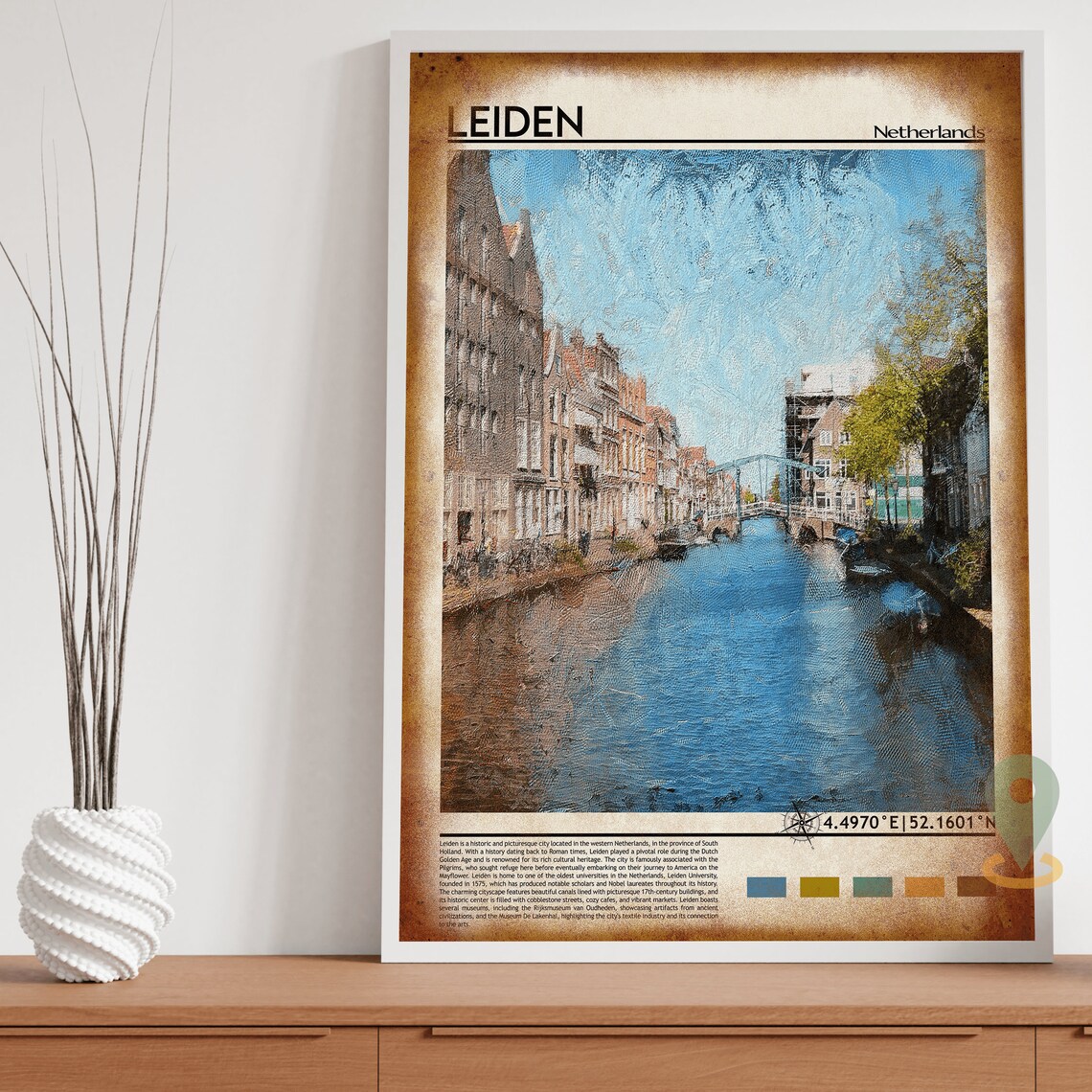 Leiden Netherlands Historic Canal City Photo Travel Wall Art - Image 4