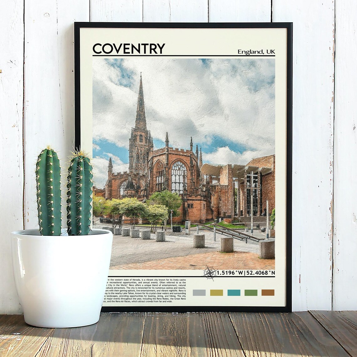 Coventry Cathedral Spire England UK Historic Church Travel Poster - Image 3