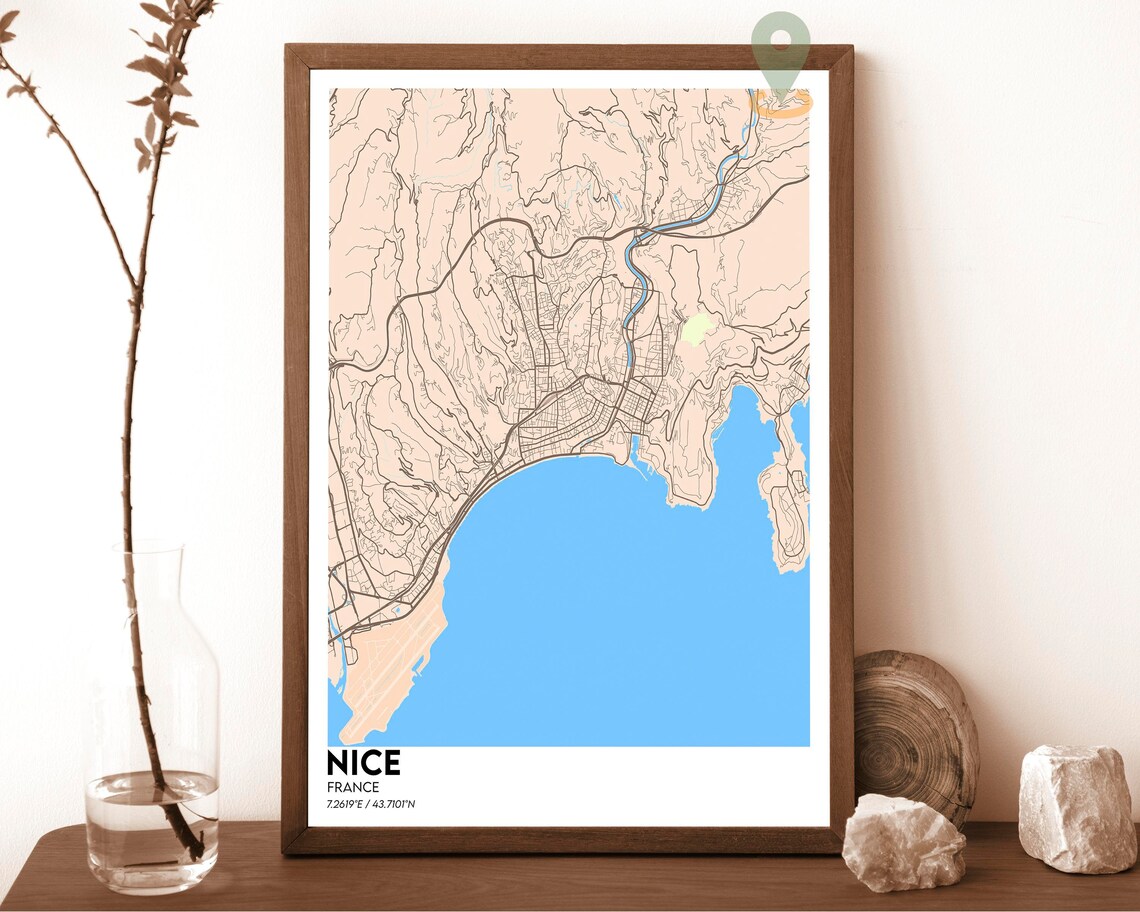 Nice France Purple Mint Street Map Riviera Coastal Art Poster - Image 5