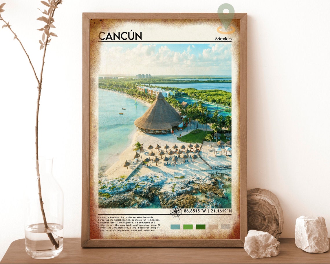 Cancun Mexico Aerial Beach Resort Photo Caribbean Travel Wall Art - Image 6