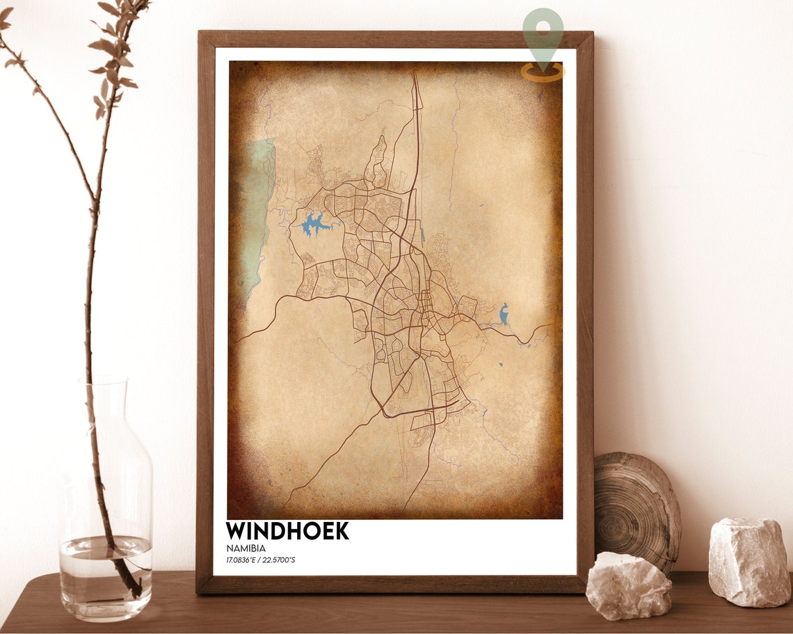 Windhoek Namibia Modern Night Dark City Street Map Art Poster - Image 2