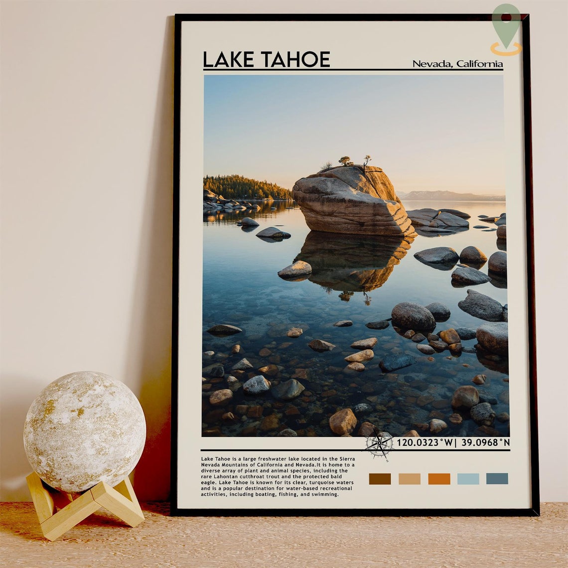 Lake Tahoe Nevada California Bonsai Rock Sunset Reflection Poster - Image 3