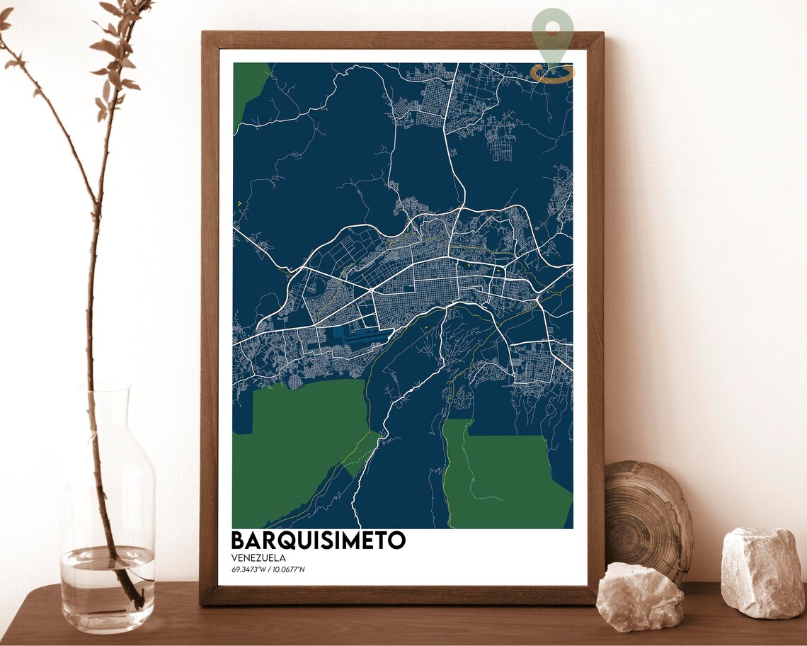 Barquisimeto Venezuela Vintage Sepia Antique City Map Poster - Image 2