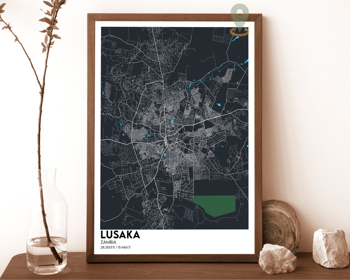 Lusaka Map Lusaka Map Print Lusaka City Map Lusaka Wall Art Lusaka Travel Poster Lusaka Poster Lusaka Photo Lusaka Zambia Poster - Image 3
