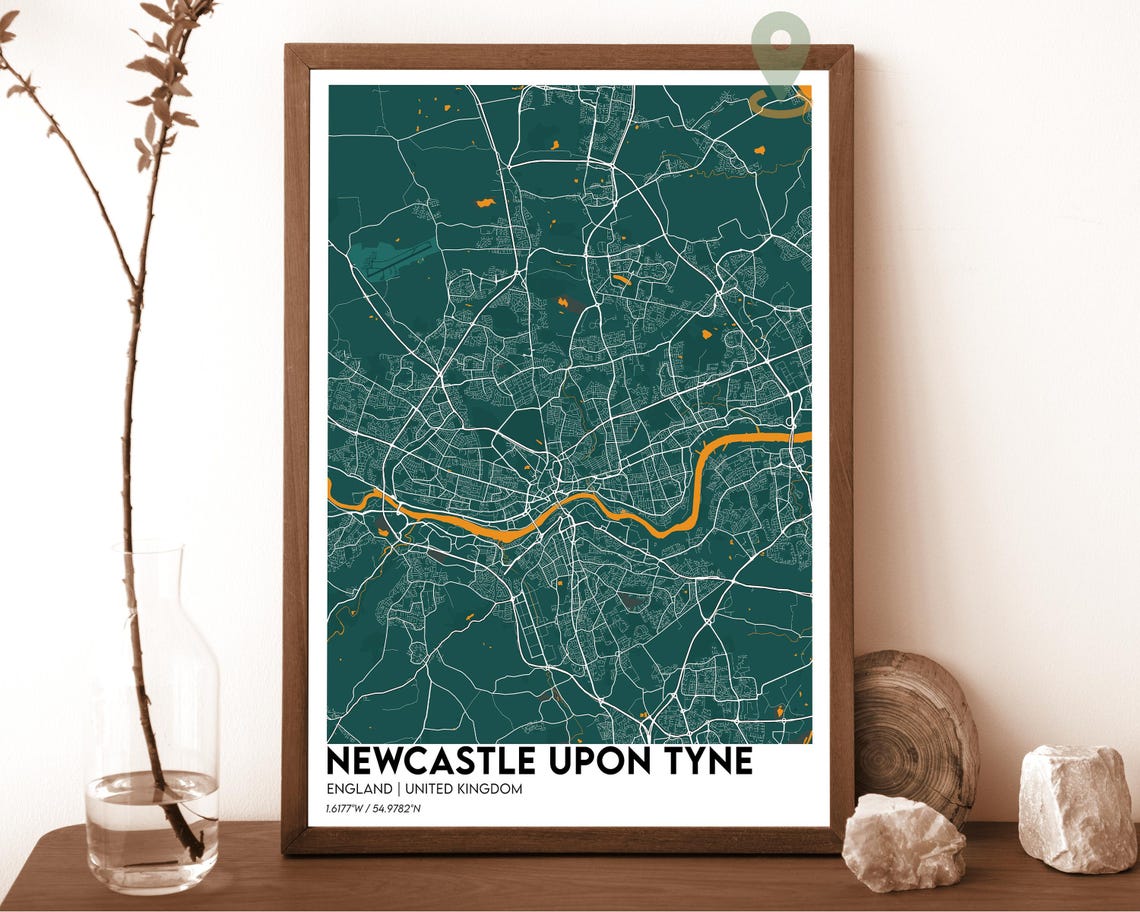 Newcastle upon Tyne England UK Red City Street Map Art Poster - Image 4