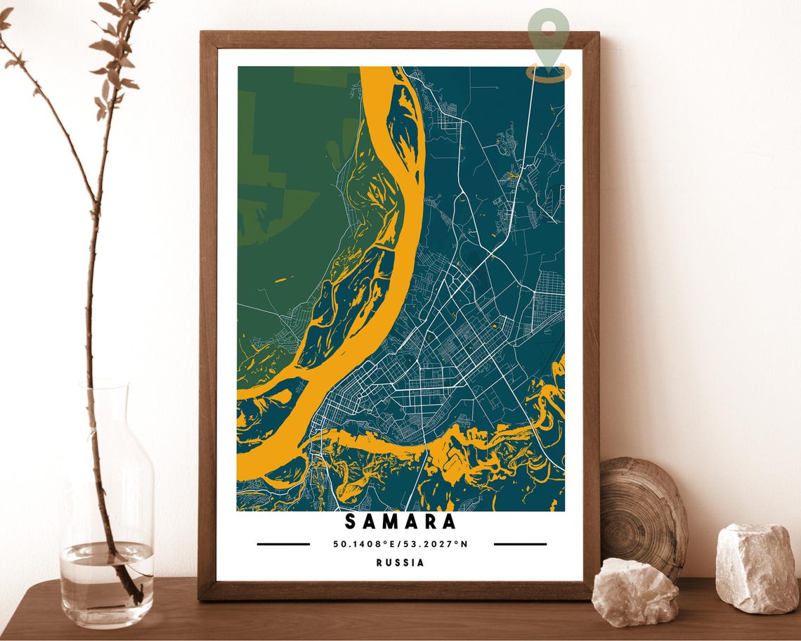Samara Russia Blush Pink City Map Coordinates Modern Wall Art - Image 5