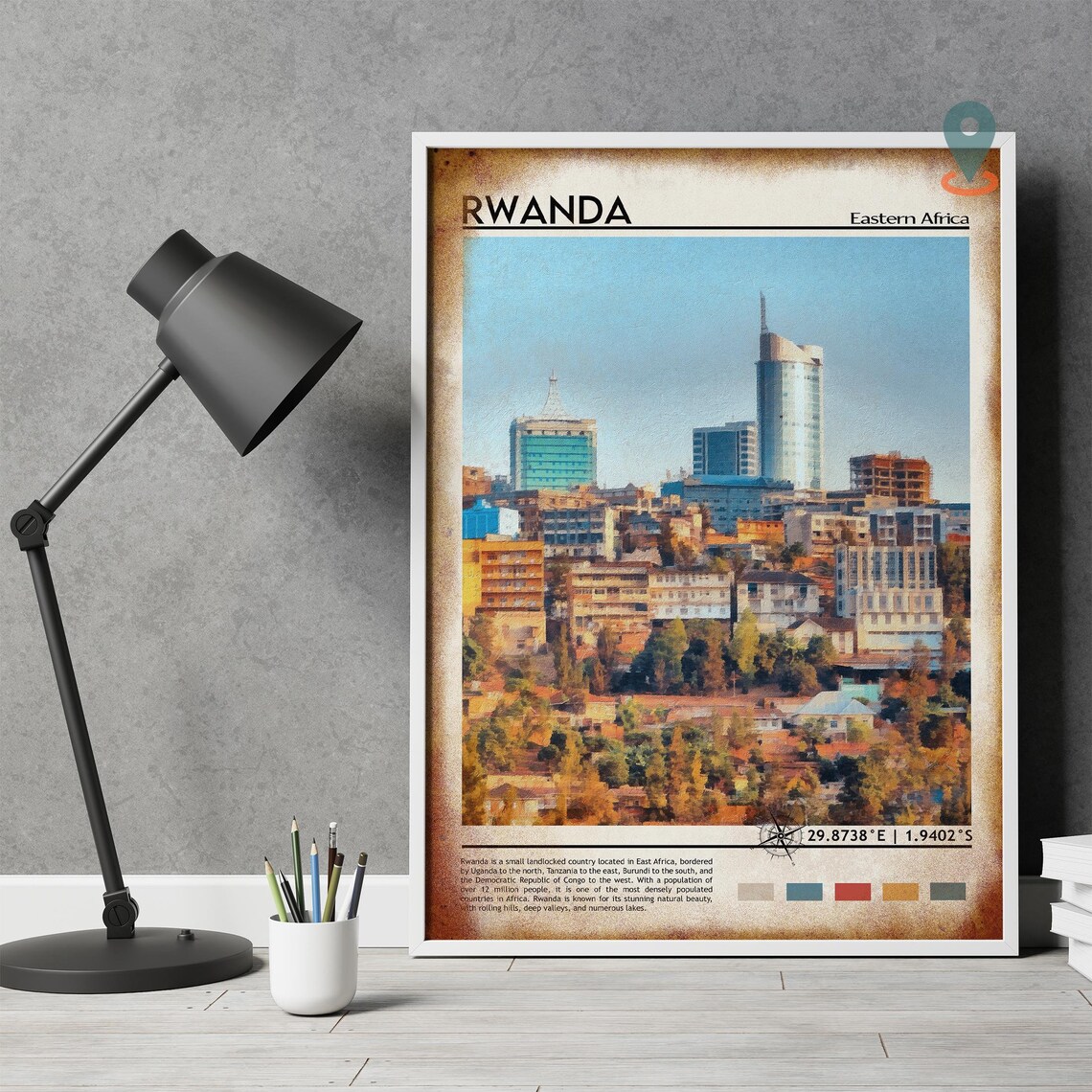 Rwanda Eastern Africa Kigali City Skyline Hills Travel Poster - Image 4