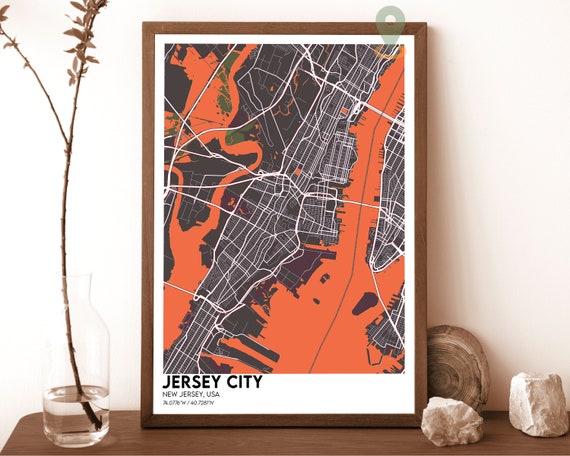 Jersey City Map Jersey City Map Print Jersey City Personalized Map Jersey City Wall Art Jersey City Travel Poster Jersey City Poster