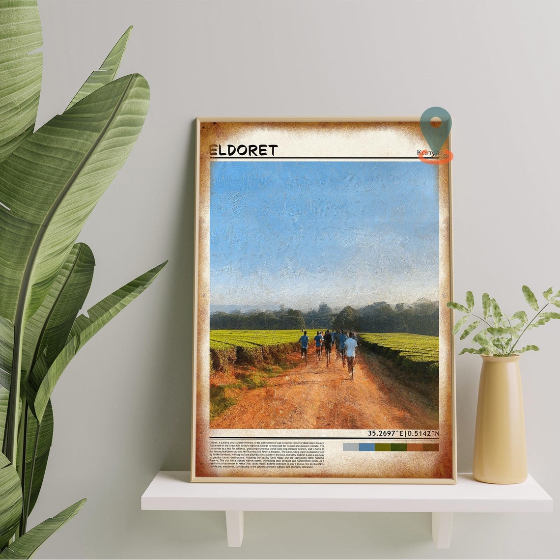 Eldoret Kenya Runners Dirt Road Tea Fields Morning Photo Poster - Image 5