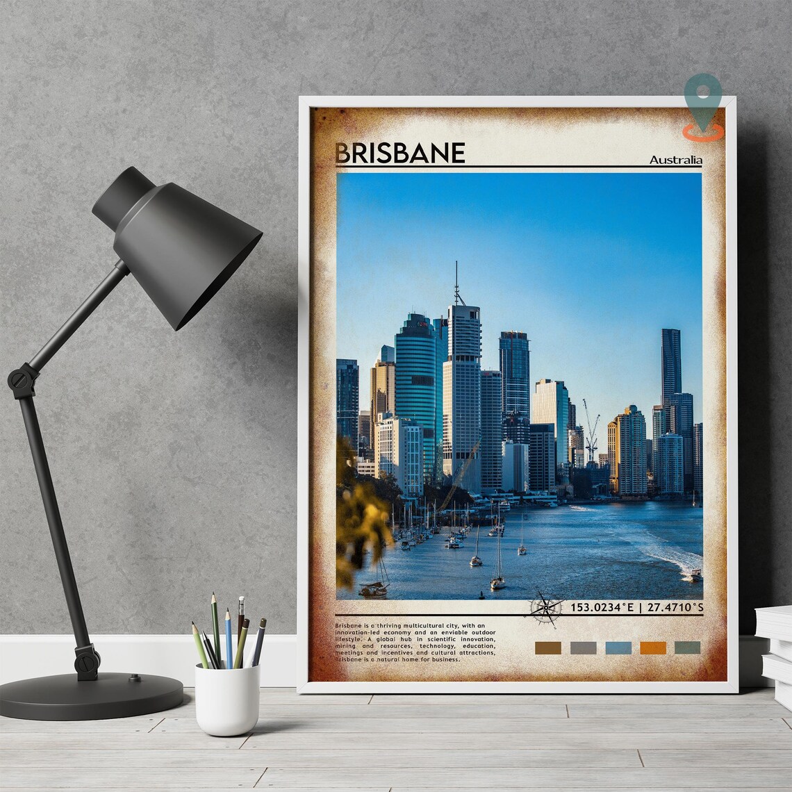 Brisbane Australia City Skyline River Boats Harbor View Poster - Image 5