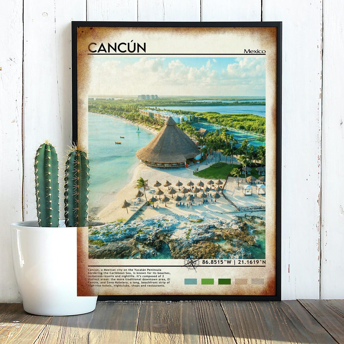 Cancun Mexico Aerial Beach Resort Photo Caribbean Travel Wall Art - Image 4