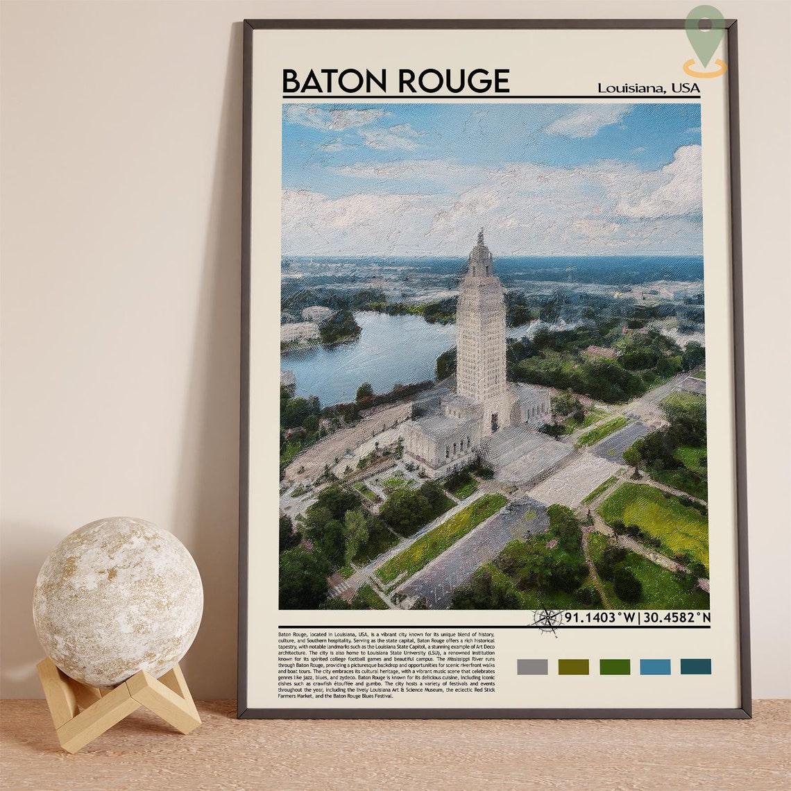 Baton Rouge Louisiana State Capitol Tower Photo Travel Wall Art - Image 3
