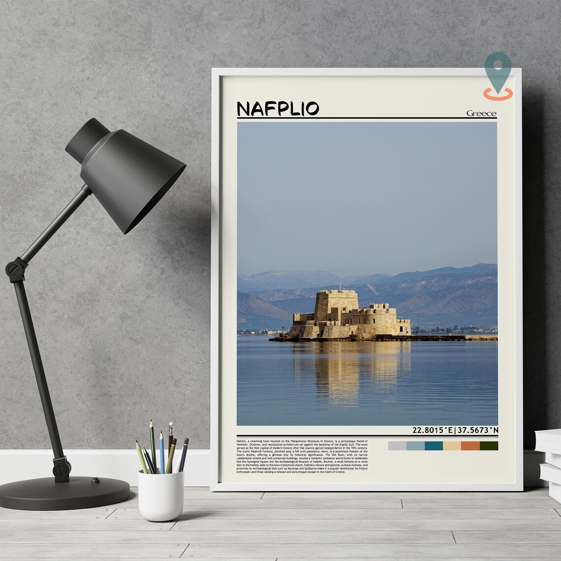Nafplio Greece Sea Fortress Bourtzi Castle Harbor Photo Poster - Image 2