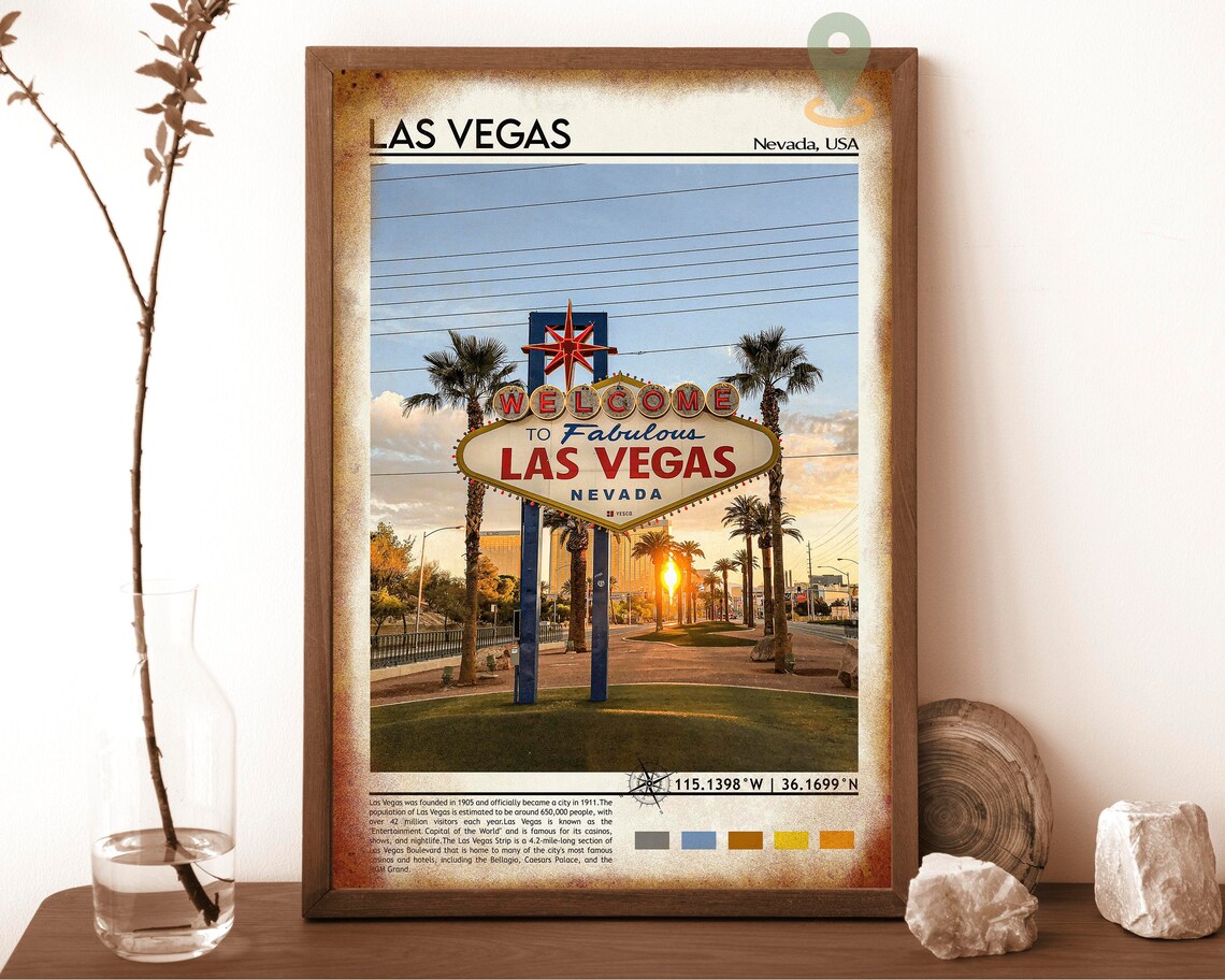 Las Vegas Nevada Welcome Sign Sunset Photography Travel Poster - Image 6