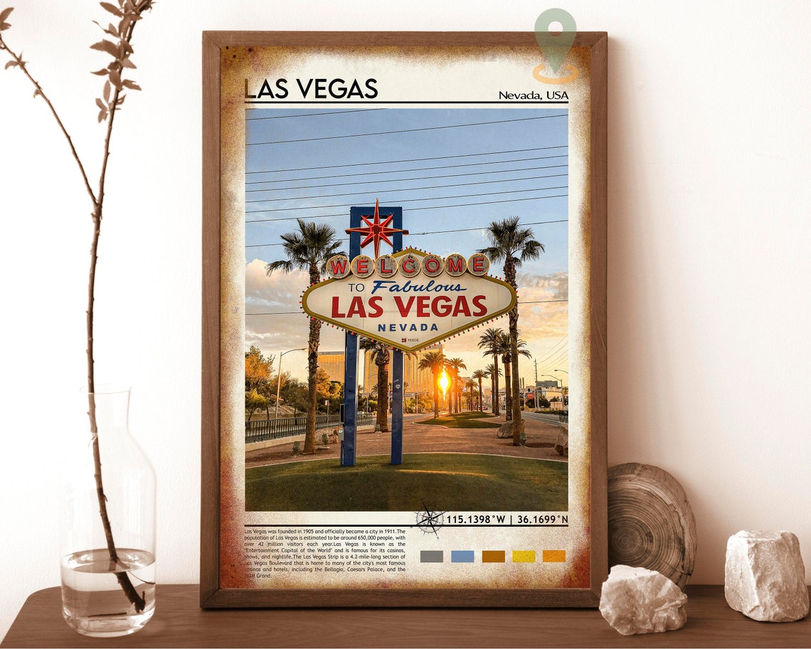 Las Vegas Print Las Vegas Poster Las Vegas Wall Art Las Vegas Travel Las Vegas Art Print Las Vegas Artwork Las Vegas Nevada Print - Image 6