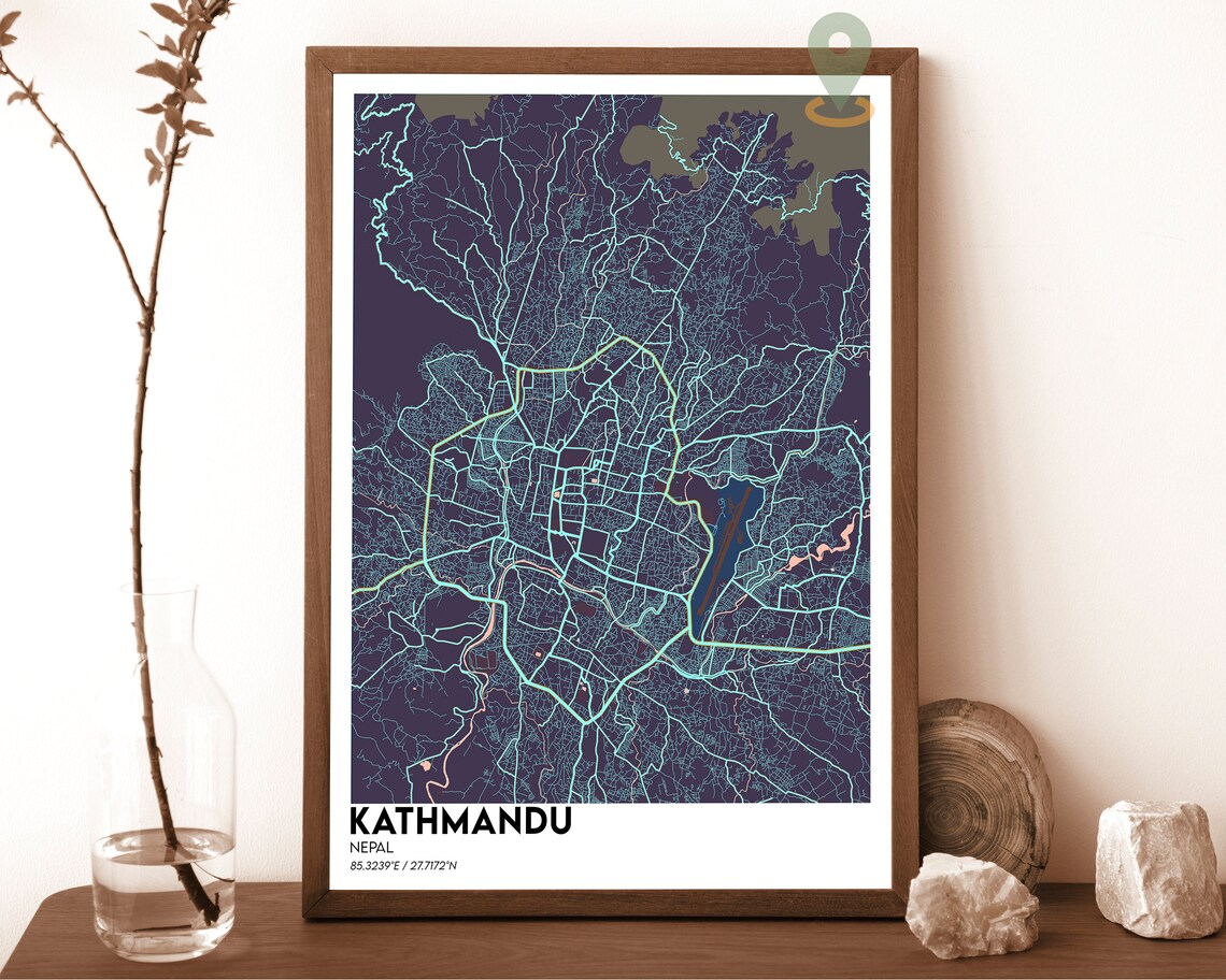 Kathmandu Nepal City Street Map Minimalist Urban Geography Art Poster - Image 3