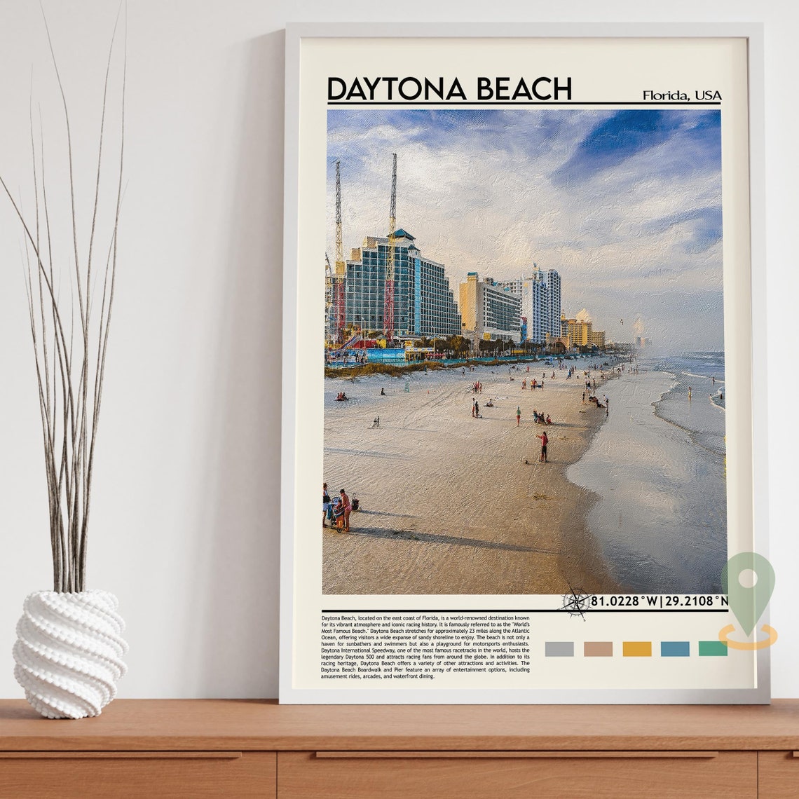 Daytona Beach Florida Ocean Hotels Sand Boardwalk Travel Poster - Image 5