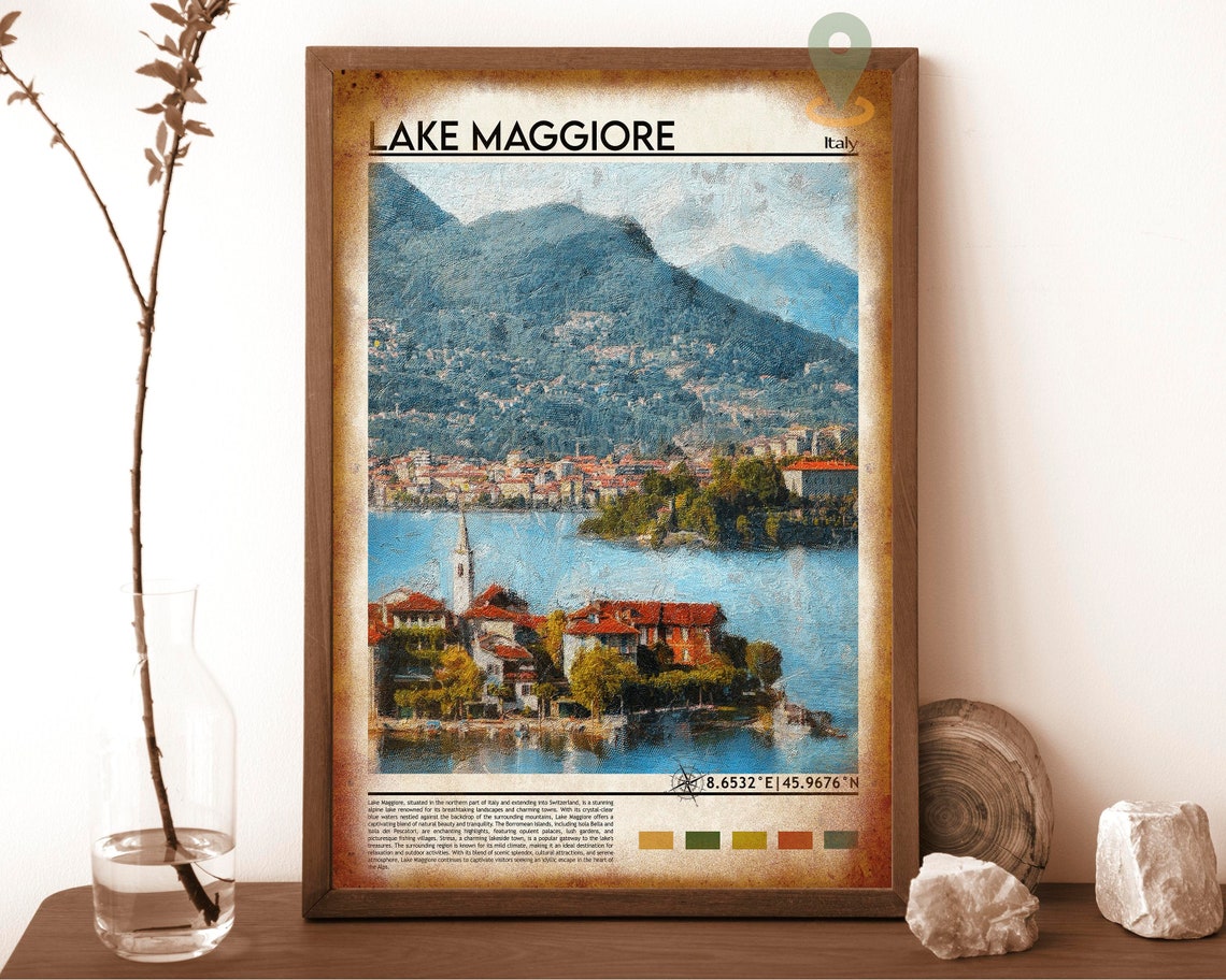 Lake Maggiore Italy Alpine Lake Village Mountains Vintage Poster - Image 6