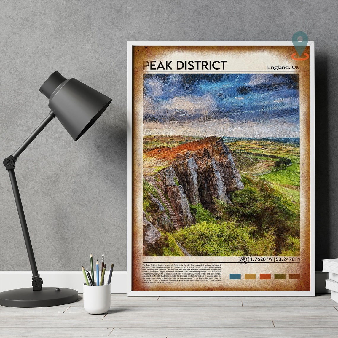 Peak District England Gritstone Edge Moorland Landscape Travel Poster - Image 4