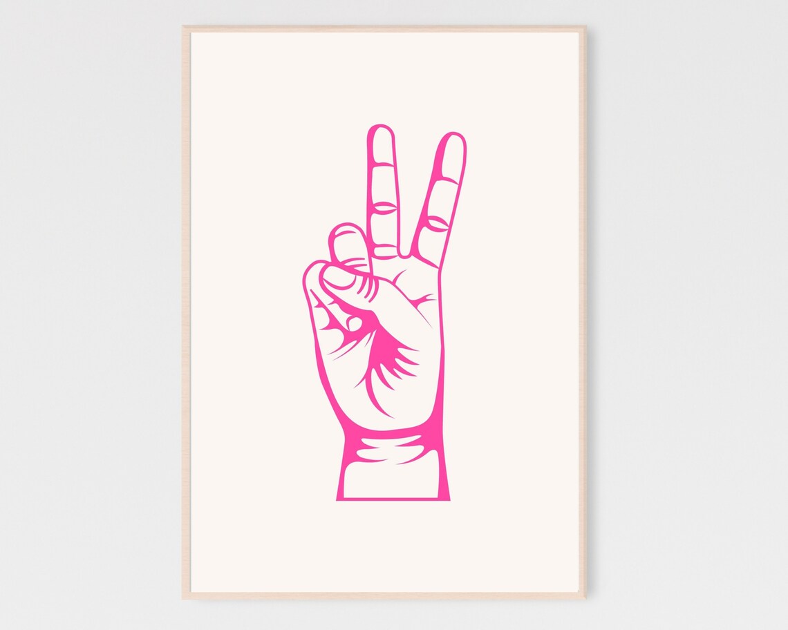Pink Peace Sign Poster Print, Retro Wall Art