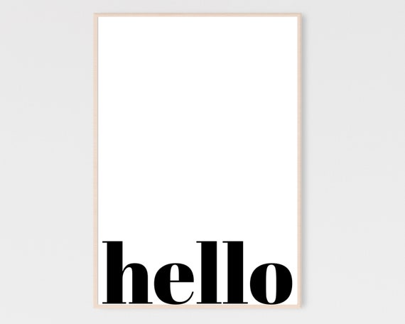 Hello Hi Minimal Typography Wall Art Print
