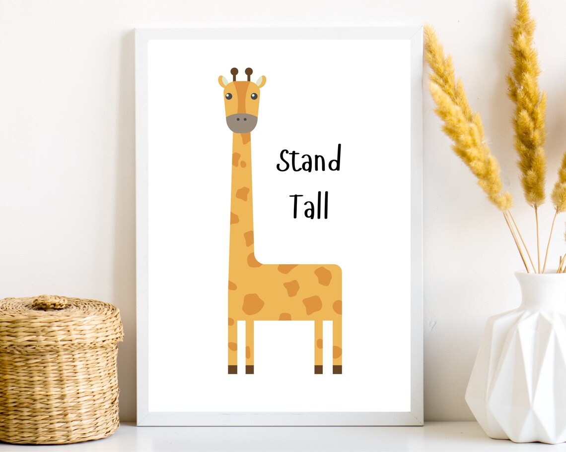 Stand Tall Giraffe Nursery Safari Animal Art Print