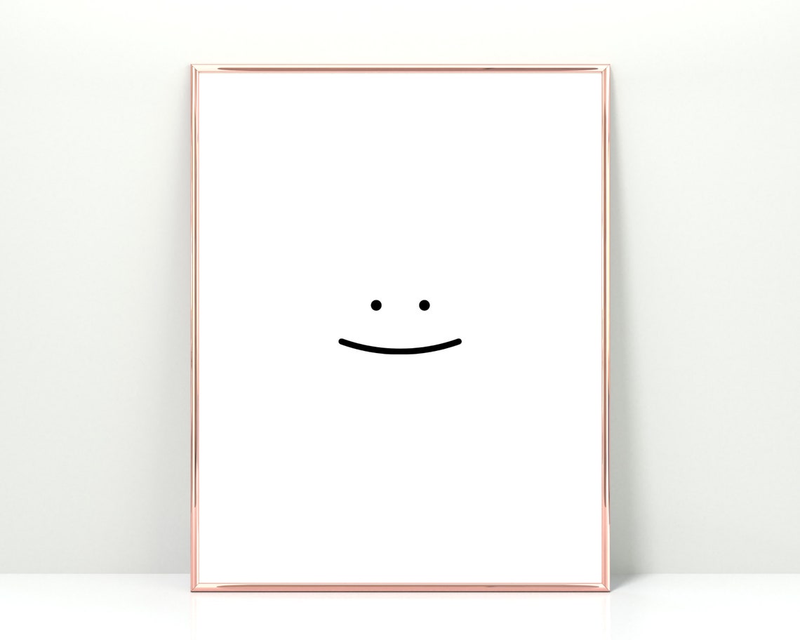 Simple Minimalist Smiley Face Line Art Cute Happy Symbol Poster