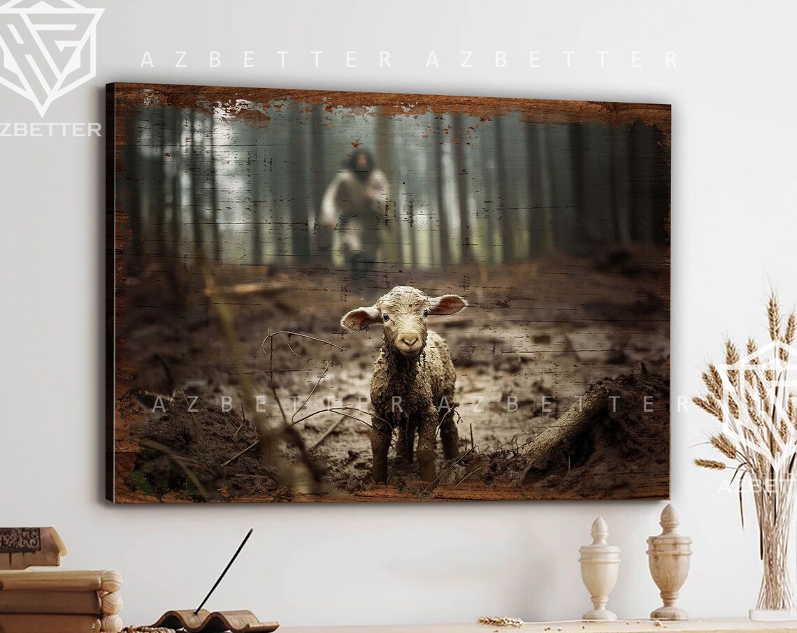 He Left The 99 To Rescue Me Lost Lamb Jesus Shepherd Christian Poster