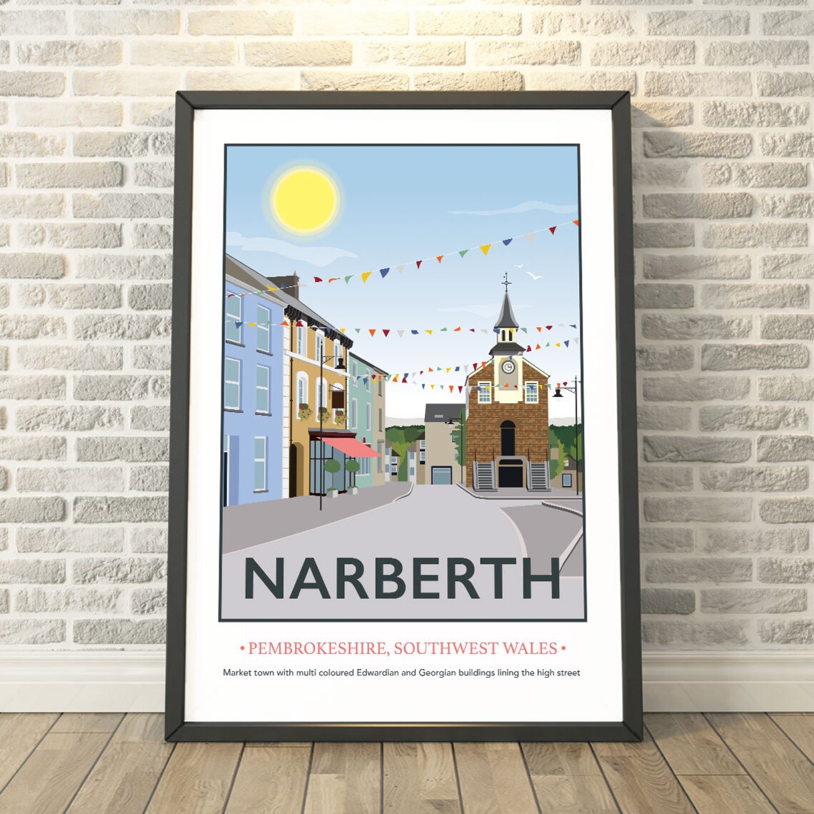 Narberth Pembrokeshire Southwest Wales Vintage Travel Art Poster