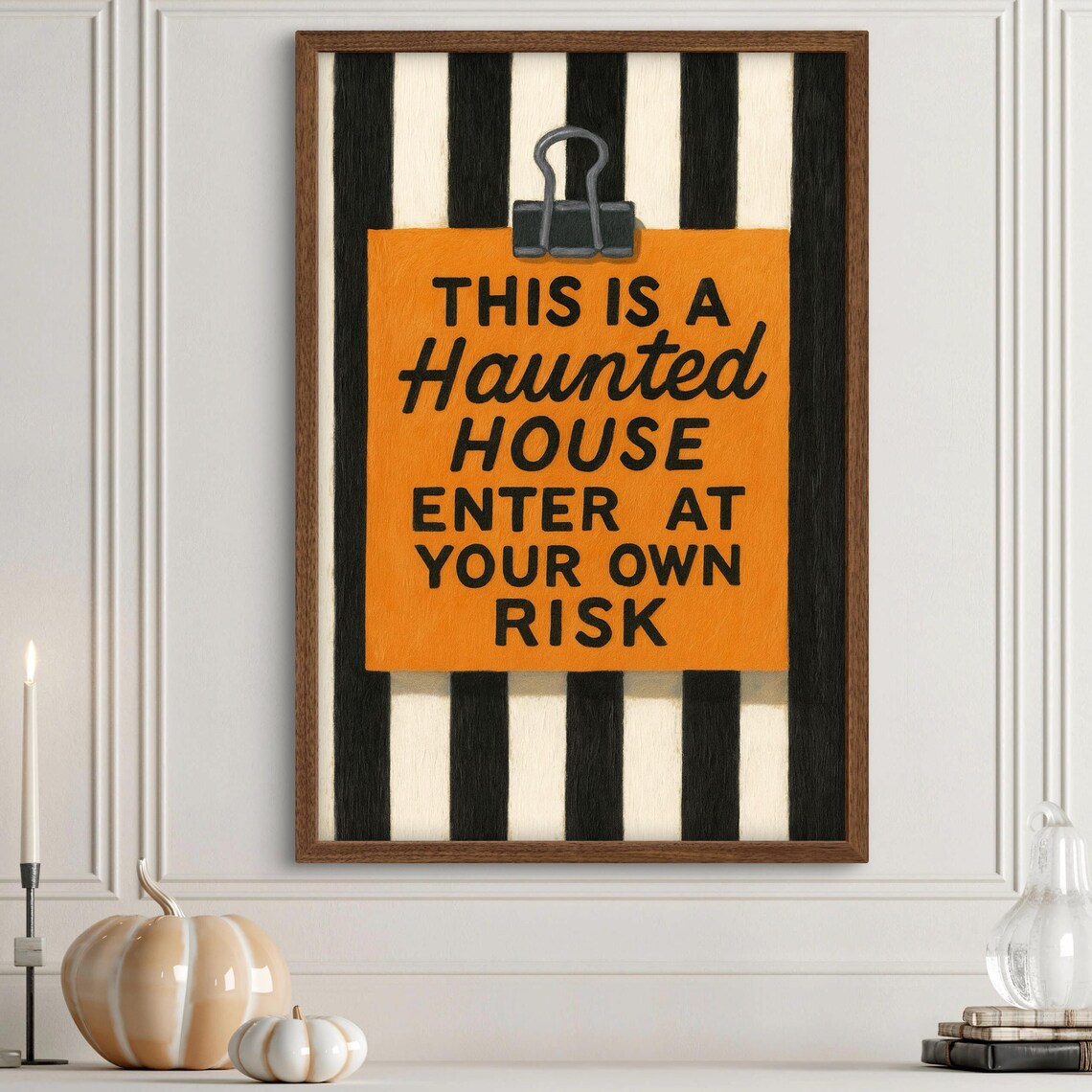 Haunted House Enter At Your Own Risk Halloween Vintage Sign Poster