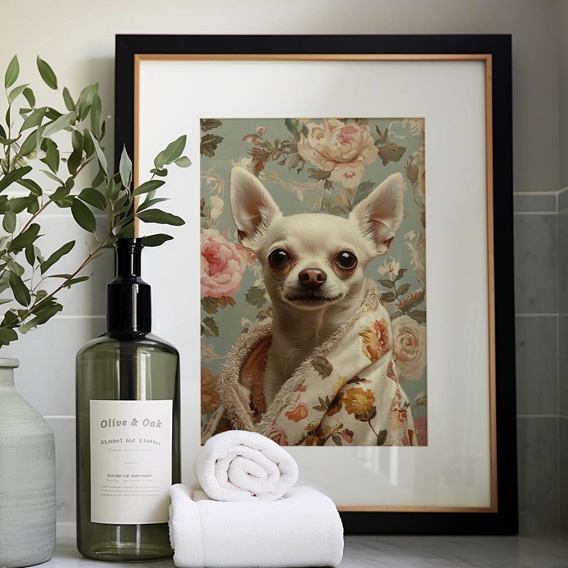 Chihuahua in Bathrobe Bathroom Dog Lover Art Print - Image 7