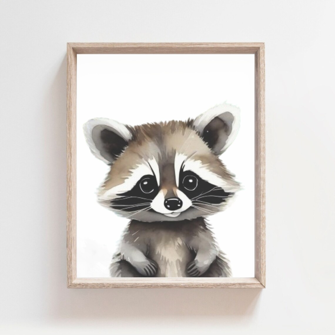 Cute Baby Raccoon Watercolor Woodland Nursery Baby Room Poster