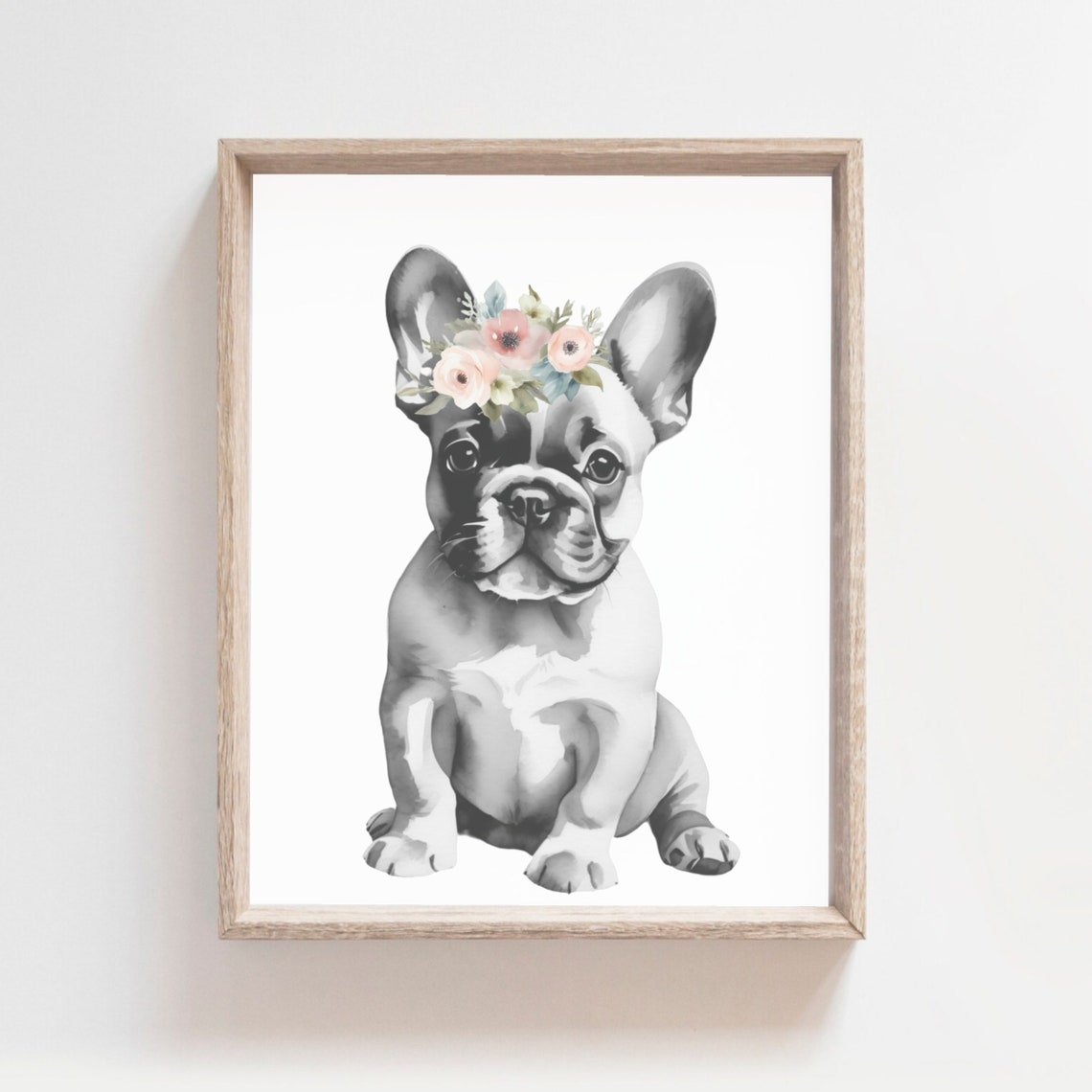 French Bulldog Print Nursery Wall Art Girls Bedroom Decor Puppy Dog With Pink Floral Crown Girls Nursery Art - Image 2