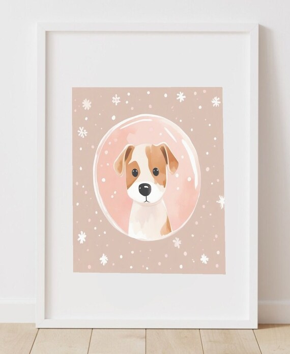 Fun Puppy Dog In A Bubble Kids Wall Art Baby Wall Decor Baby Shower Gift Cute Puppy Poster Kids Bathroom Art Dog Portrait