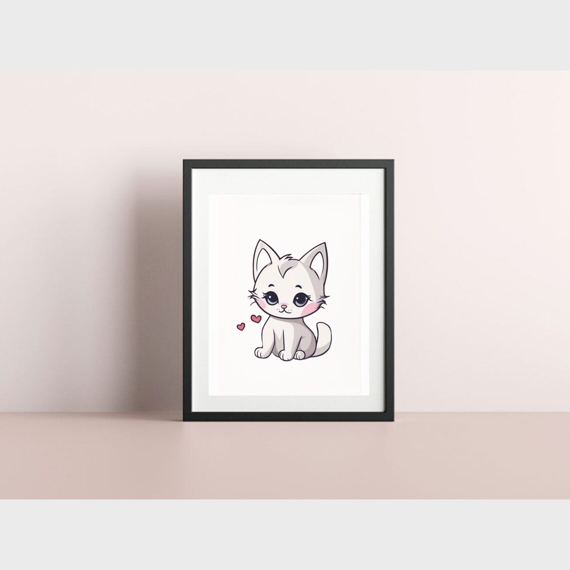 Adorable Cute Cartoon Puppy With Red Heart Valentine Dog Poster