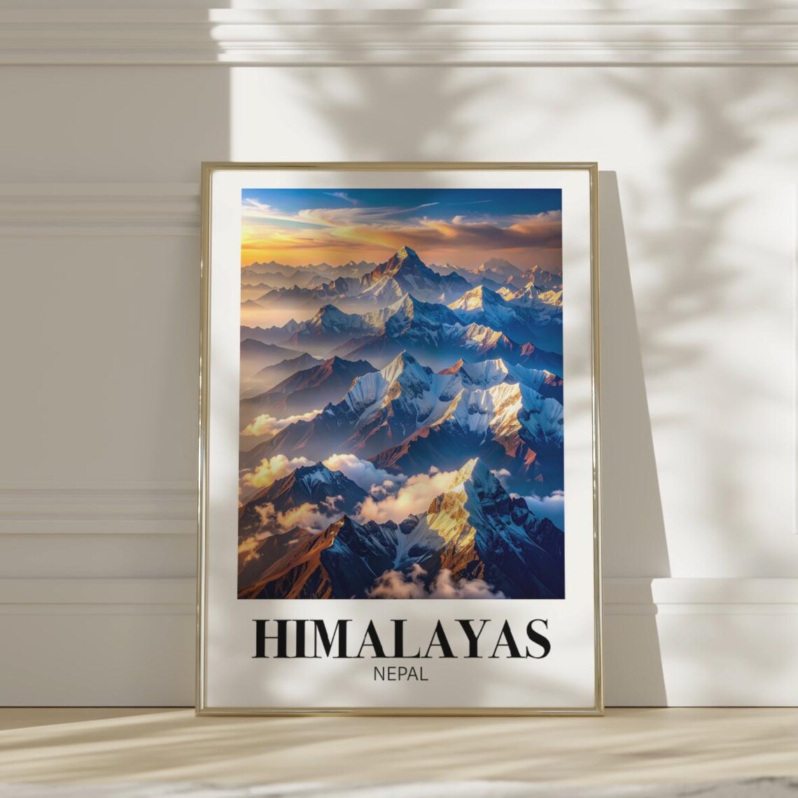 Himalayas Nepal Everest Snow Peaks Sunrise Mountain Travel Poster