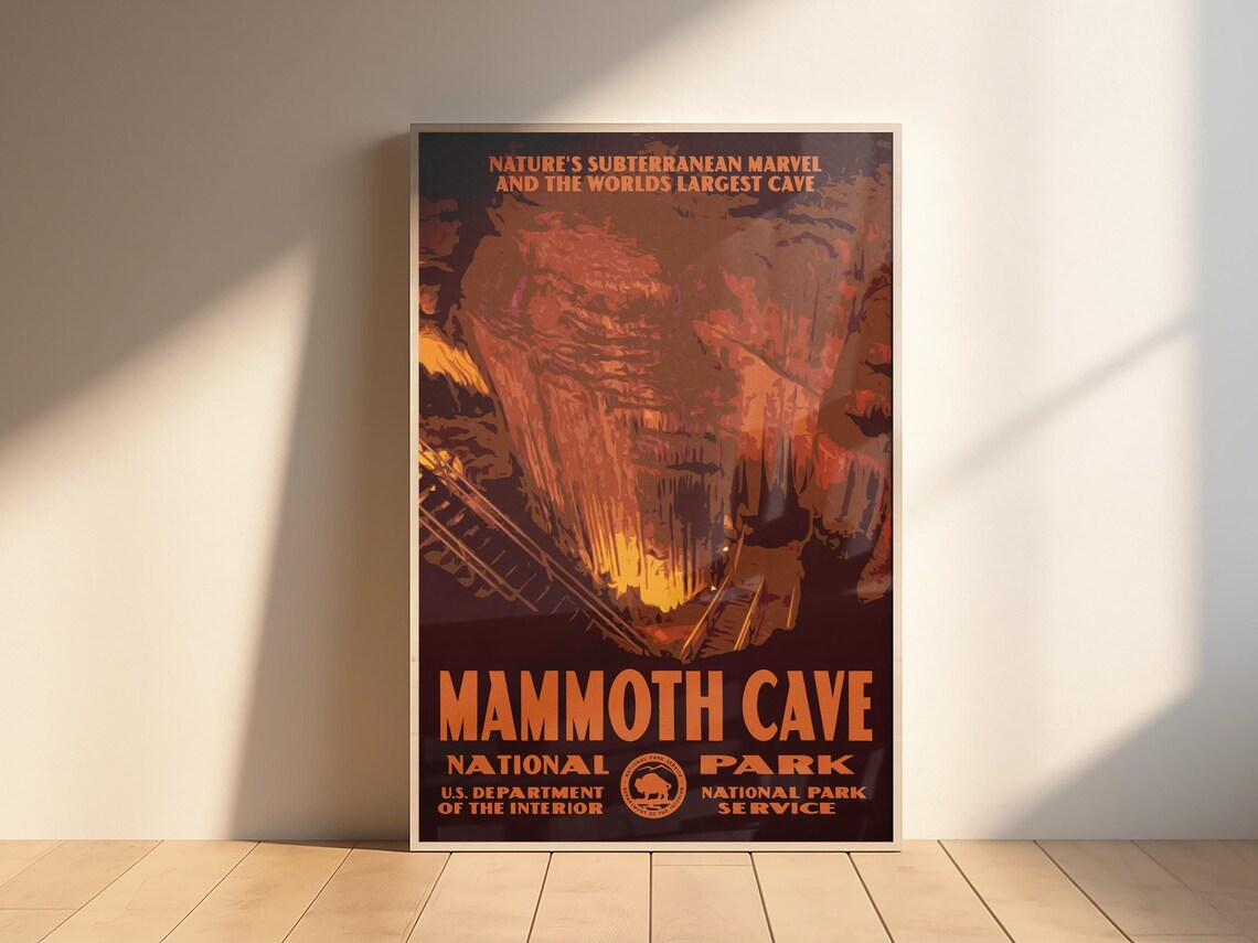 Mammoth Cave National Park WPA Style Subterranean Marvel Vintage Poster