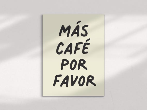 Ms Caf Print Kitchen Coffee Spanishinspired Flair Lovers Gift Retro Drawn Doodle Cafe Poster