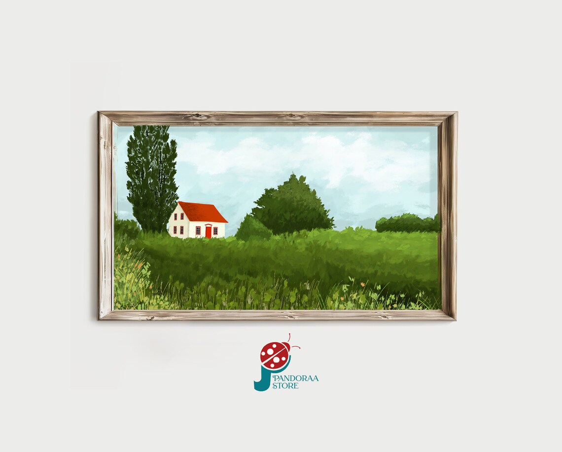 Pastoral Frame Tv Art Country House Tv Frame Art Landscape Oil Painting For Tv Farmhouse Decor