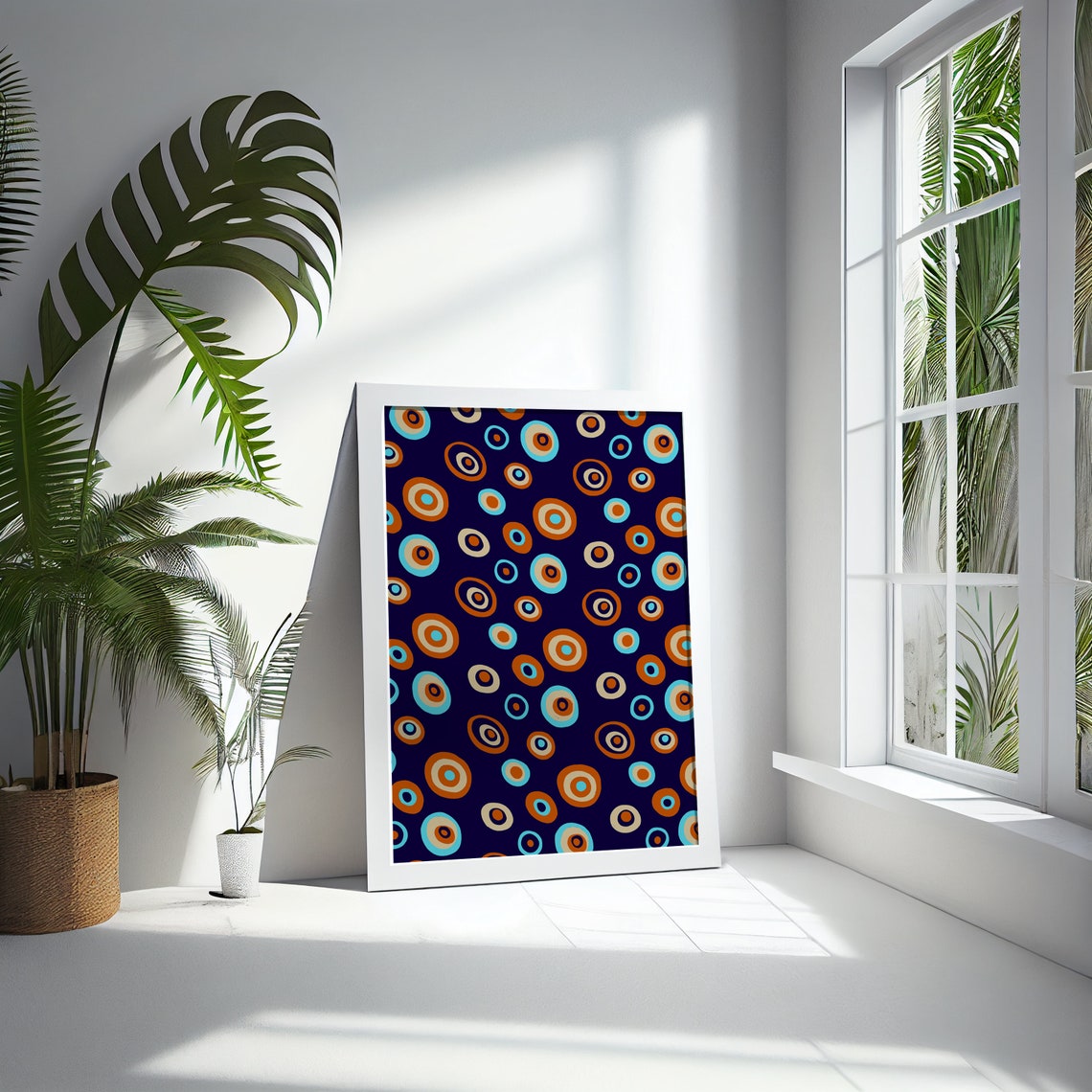 Colorful Circles Boho Wall Art Navy Blue Geometric Wall Decor Jpg Modern Art Home Decor Gift Poster - Image 5