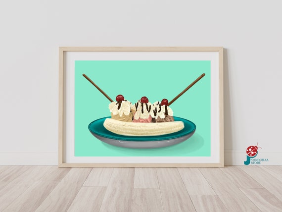 3 Scoop Ice Cream Wall Art Bakery Shop Poster Ice Cream Shop Wall Decor Jpg Modern Art