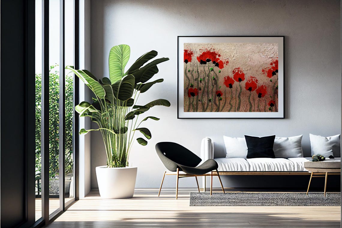Red Poppies Abstract Loose Painted Modern Floral Wall Art Poster - Image 5