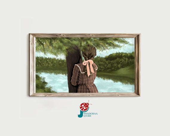Girl Frame Tv Art Forest Landscape Tv Art Lake Art For Tv Farmhouse Decor