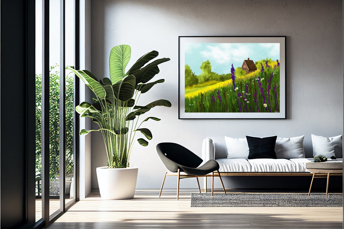 Green Pastoral Wall Art Farmhouse Antique Wall Decor Jpg Poster Art Landscape Oil Painting - Image 2