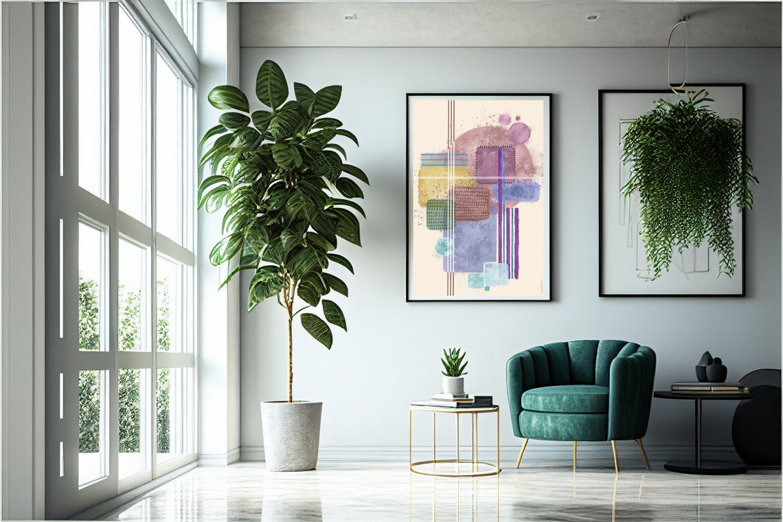 Geometric Boho Wall Art Pastel Tones Abstract Poster Wall Decor Jpg Modern Print Designed For Home - Image 2