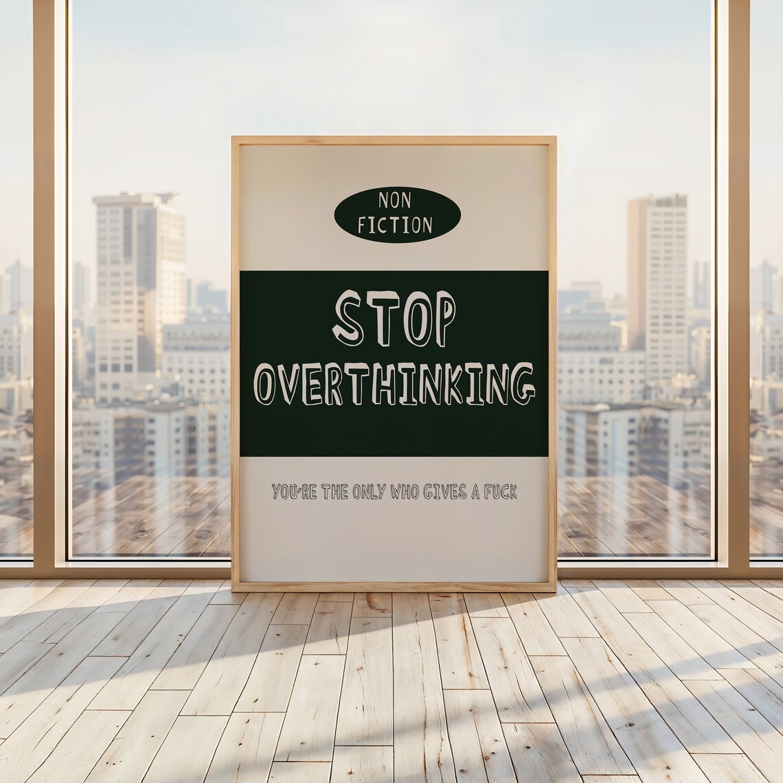 Stop Overthinking Non Fiction Cheeky Green White Mental Health Poster - Image 2