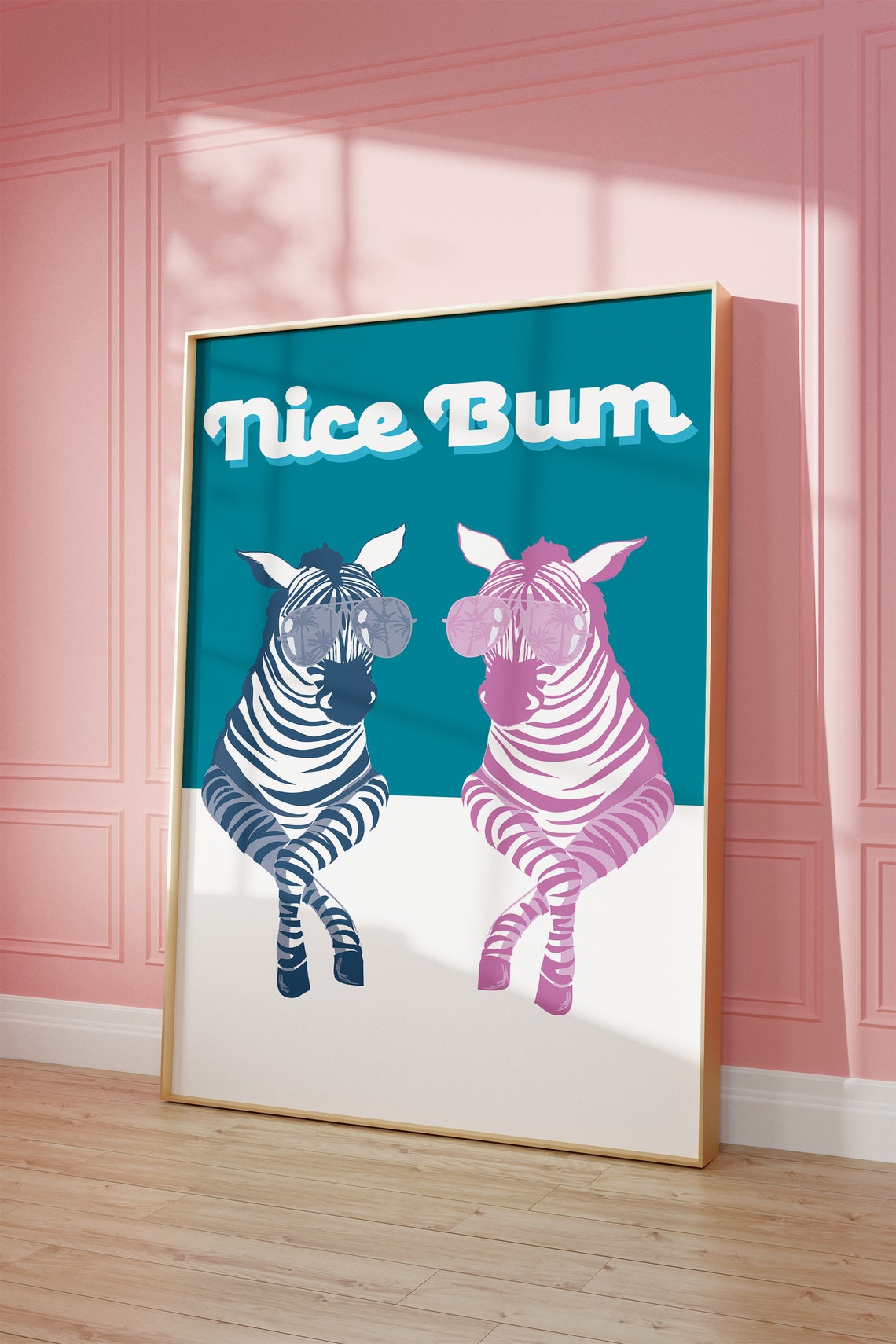 Nice Bum Sunglasses Zebras Funny Maximalist Bathroom Wall Art - Image 3