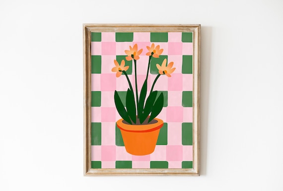 Pastel Purple Green Flower Vase Print Dopamine Colors Danish Pastel Decor Maximalist Decor Minimalist Botanical Matisse Japandi Trendy Art