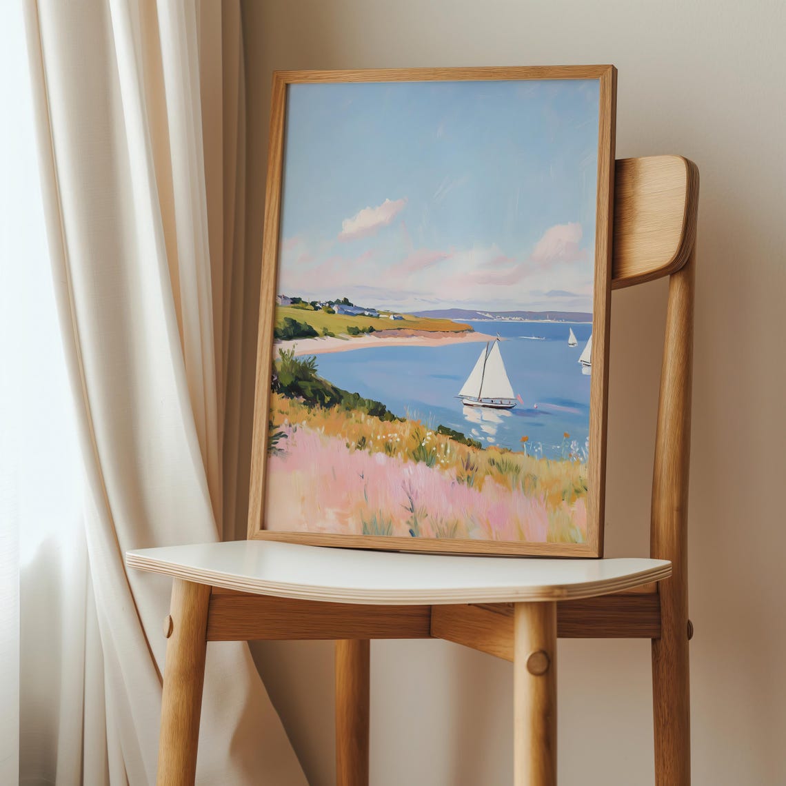 Retro Amalfi Beach Poster, Coastal Sailboat Art Print - Image 2